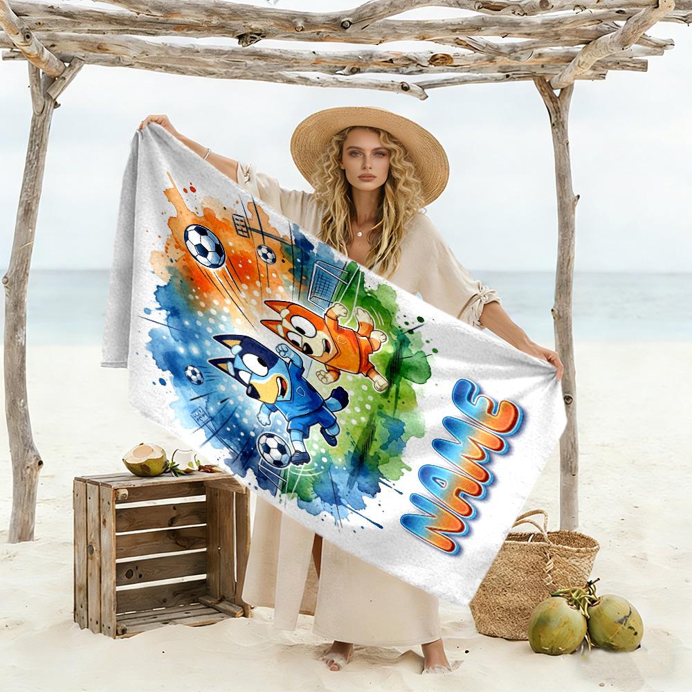Soccer Fun Customize Your Name Beach Towel Super Soft & Absorbent Portable for SwimmingBeachCamping Travel Beach AccessoriesGym