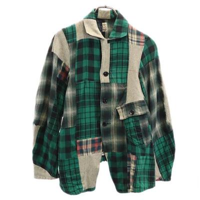 Made In Japan Long Sleeve Patchwork Check Shirt S Green System Men's Used