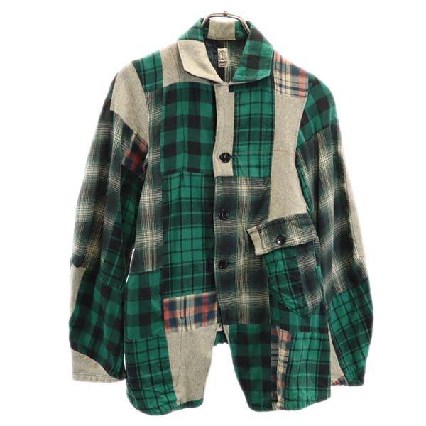 

KATO made in Japan Long sleeve patchwork Check shirt S Green system Men s Used