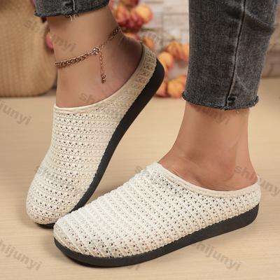 Women's Casual Sandals 2026 Summer Fashion Hollow Breathable Fly Weave Mesh Shoes Lightweight Comfortable Outdoor Half Slippers