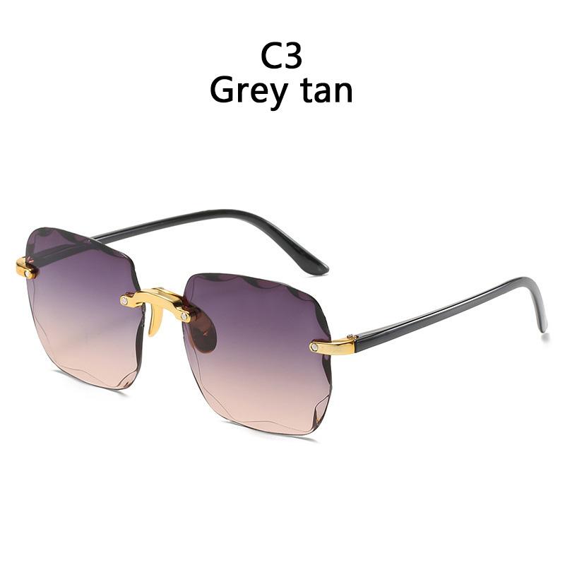 Rectangular Sun Glasses Glasses Female Designer Style Style Trendy Rimless Gradient Sun Eyeglasses Shades Cutting Lens Ladies Frameless Glasses