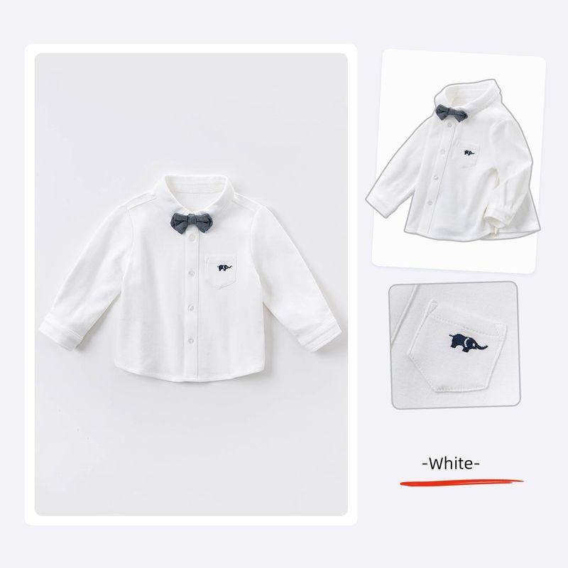 White Fall and Winter Little Kids Baby Pure Cotton Boys  Shirt White [Regular Style] [Ready in Stock] 150cm