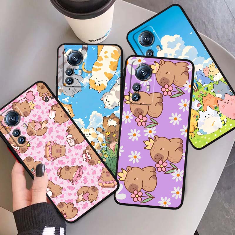 Cartoon Anime Capibala Art For Xiaomi Mi 15 14 13 13T 12 12T 12S 11 11i 11T Pro Ultra Lite 5G Black Soft Phone Case