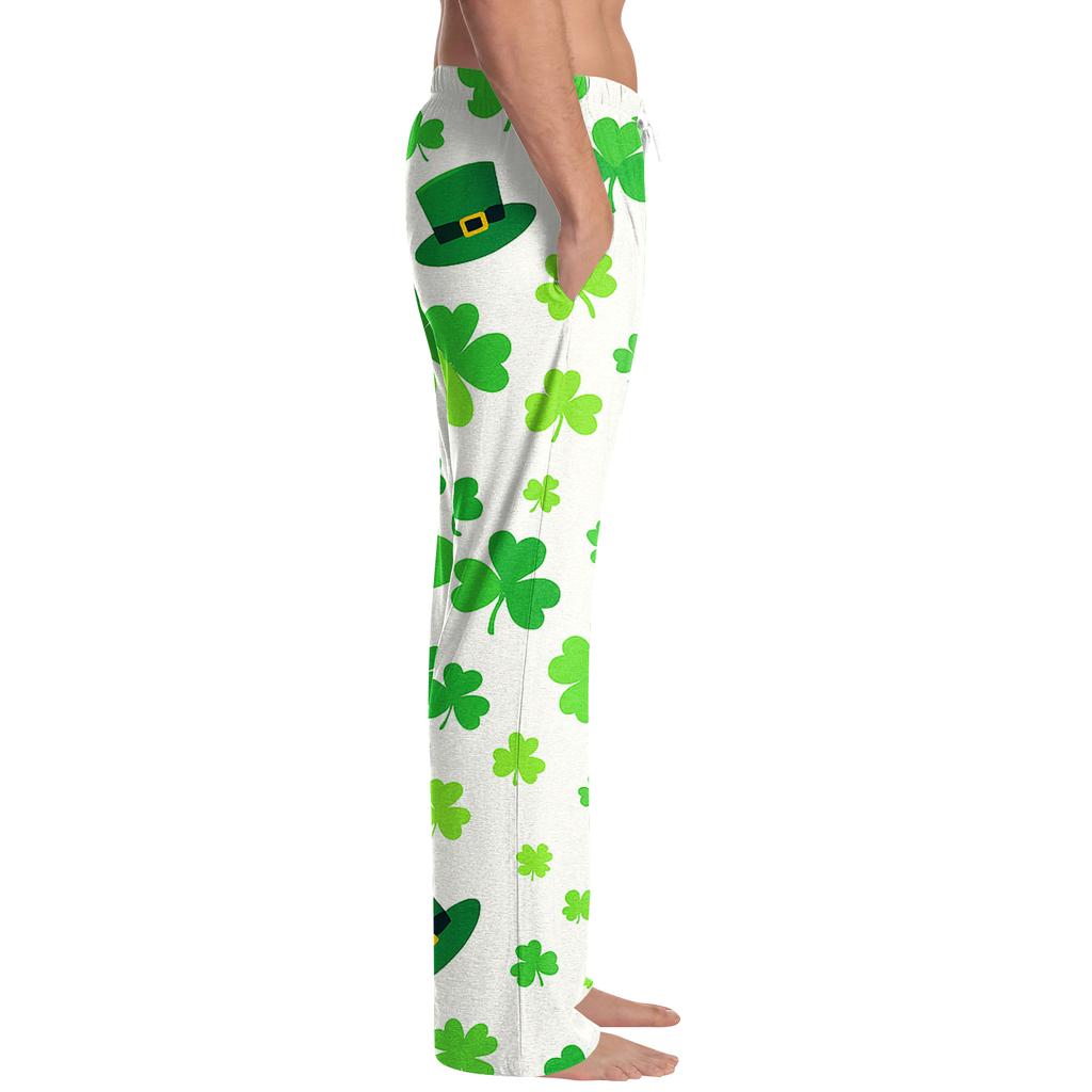 Men's Printed Drawstring Long Pants Casual Pajamas