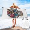 Blumenschädel Strandtuch Weiche Mikrofaser Schnelltrocknend Saugfähig Schnelle Handtücher Zum Schwimmen