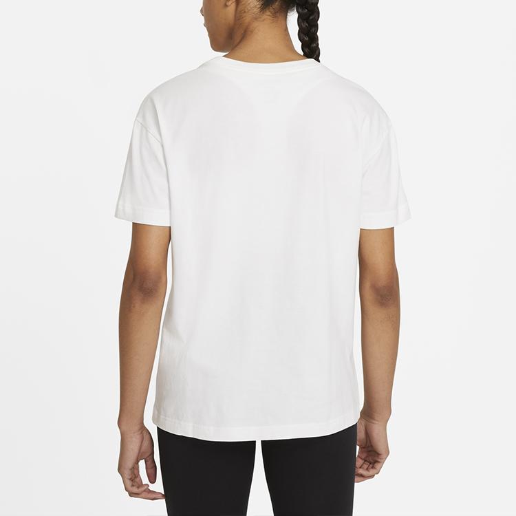 Nike Casual Sport Round Neck Flame Red Lips Short Sleeve T-Shirt Women Tops White DB9819-100