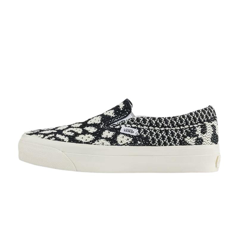 Chaussures Vans PREMIUM en toile Unisexes Basses Noir Blanc Imprimé Léopard 41 white