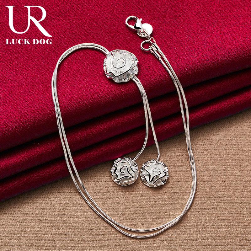 925 Stříbrný náhrdelník s růží Módní svatební šperky