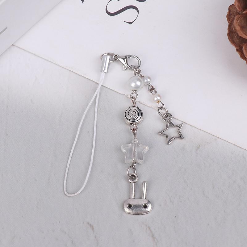 Y2K Cute Metal Rabbit Phone Lanyard Bunny Beaded Phone Chain Sweet Cool Cell Mobile Phone Strap Keycord For Girl Gifts