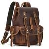 High Fashion Men's Leather Backpack Genuine Leather Male Laptop Backpack 15 16 17.3 Inch Bagpack Travel Bag Vintage Man Backpack