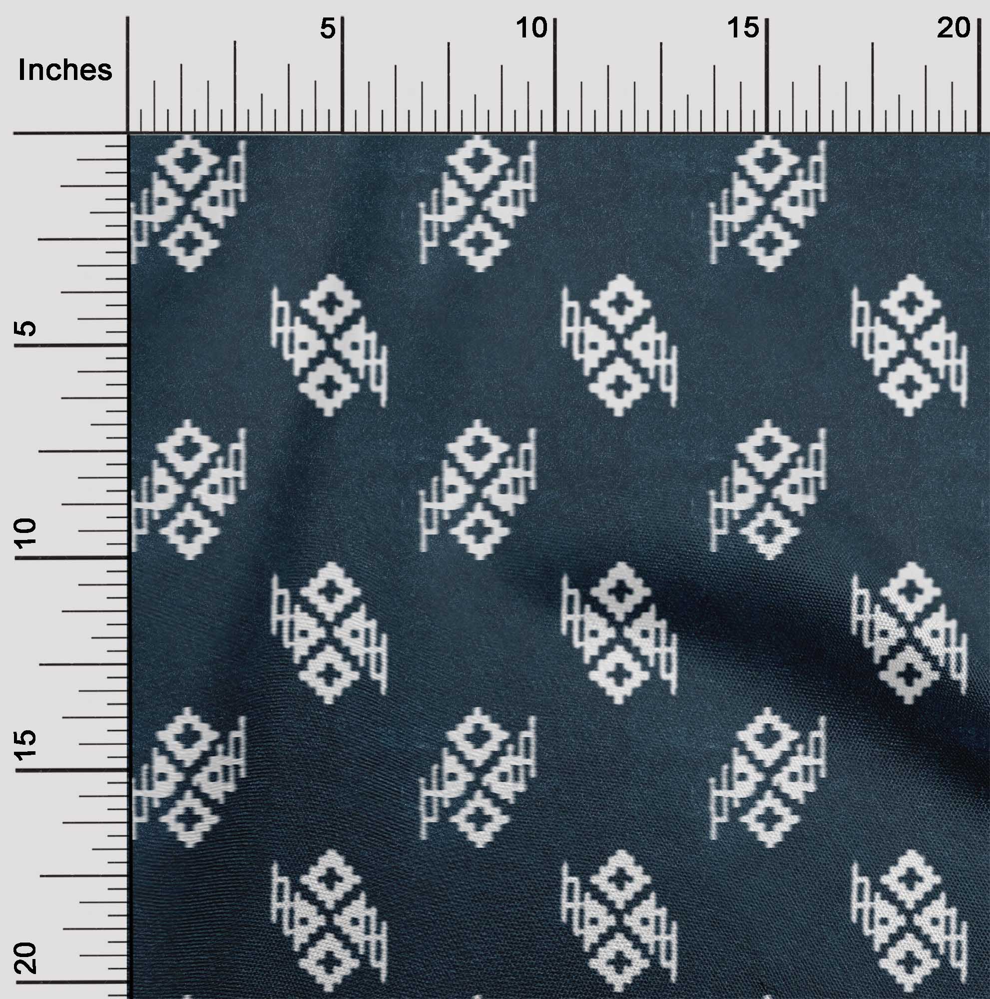 

oneOone Cotton Flex Fabric Geometric Kasuri Print Fabric By Yard 40 Inch 42 Inch - Viscose Chiffon синій