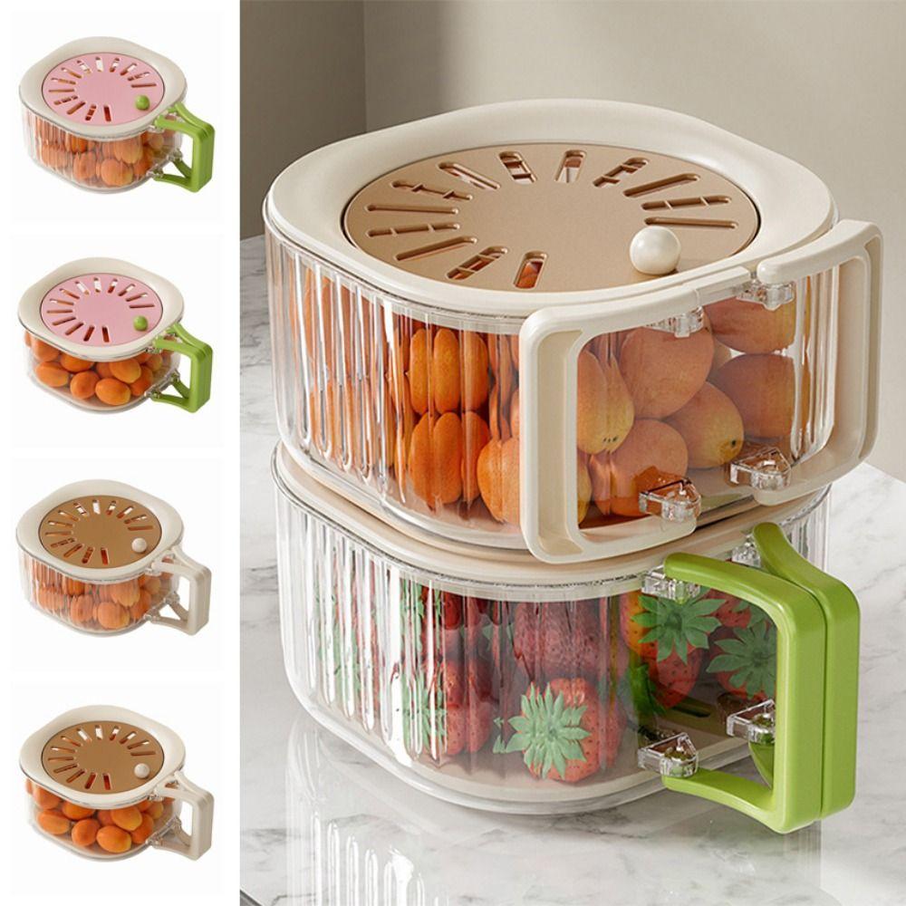 Splash-proof Vegetable Drain Basket Foldable Handle Fruit Drainer Container  Kitchen Organizer
