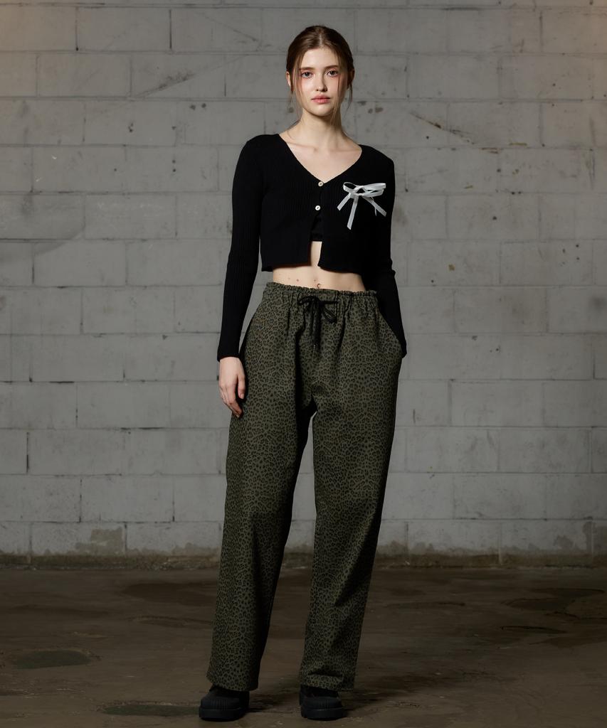 Alikim Leopard Wide Pants - Khaki