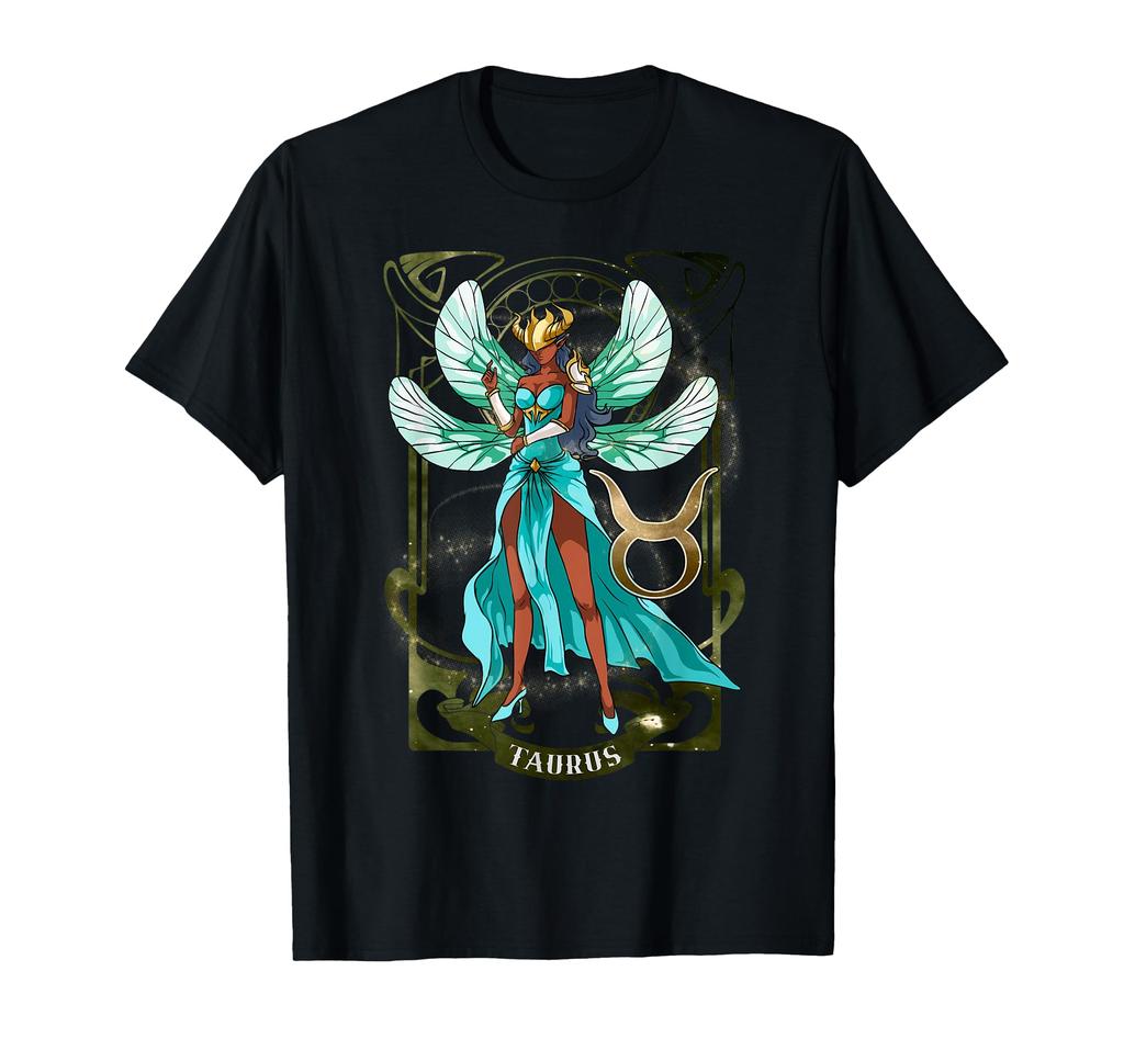 Taurus Fairy Zodiac Birthday Anime Fairies Black Queen T-Shirt