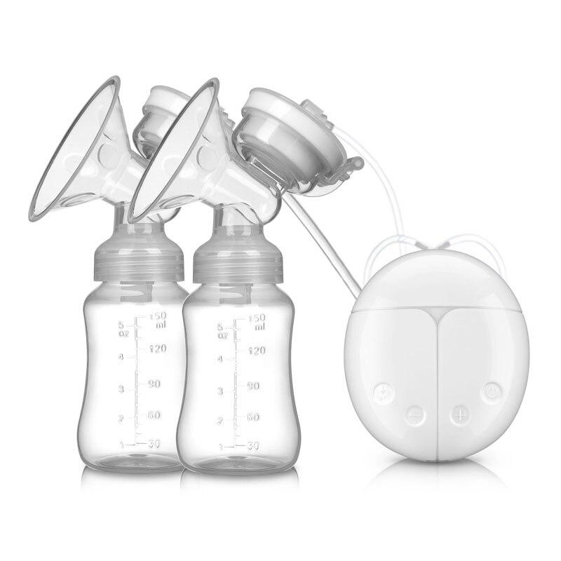New Electric Double Breast Pump USB BPA Free Breast Pumps Baby Breast Feeding With Nursing Pads and Breast Milk Storage Gift Set белый