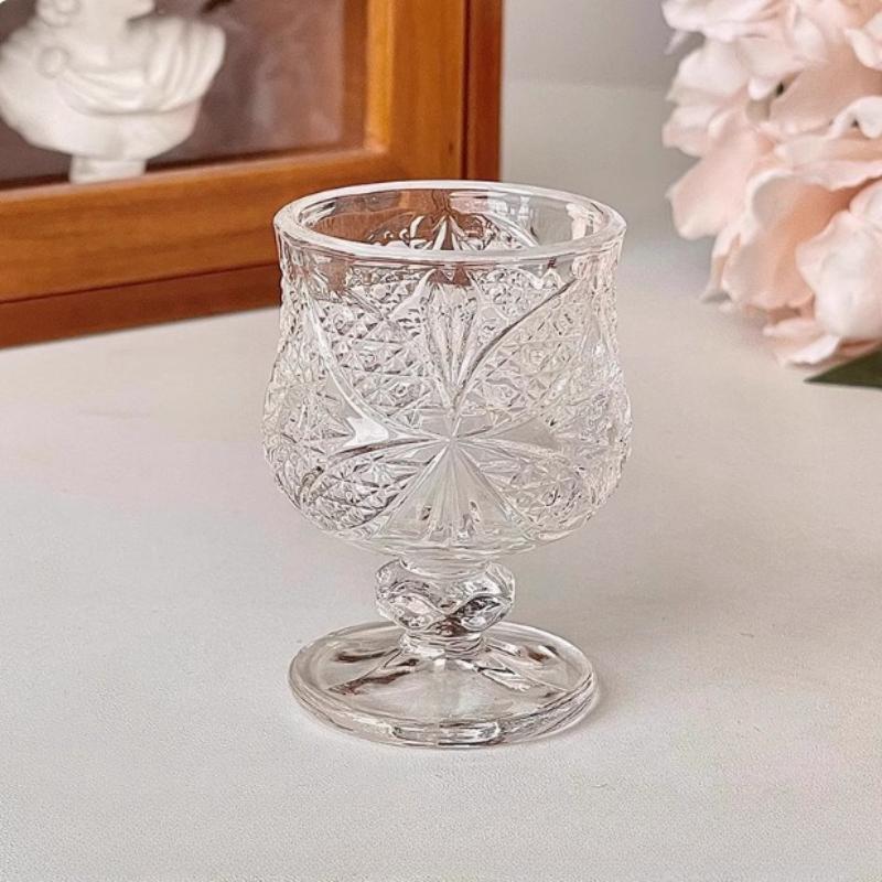 

Creative Retro Engraved Glass Cups, Mini Fruit Wine Glasses, and Exquisite Tall Glasses 50ml