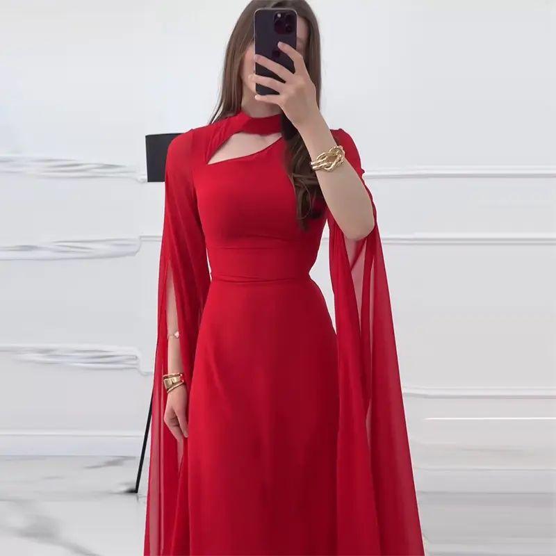 European and American Women Clothes Sexy Temperament Long Sleeve Dress Birthday Party Dress Birthday Party Dress