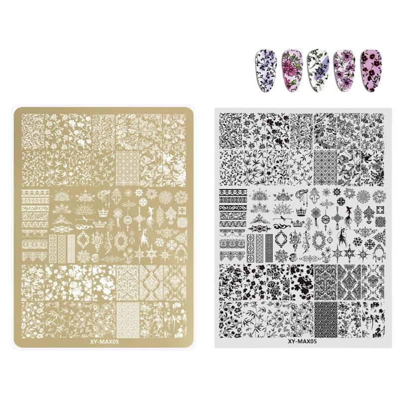Piastra per Stamping per Unghie Modelli per Nail Art Piastre per Nail Art Floreali in Pizzo per Decorazioni Fai da Te per Unghie Piastre per Stamping per Unghie
