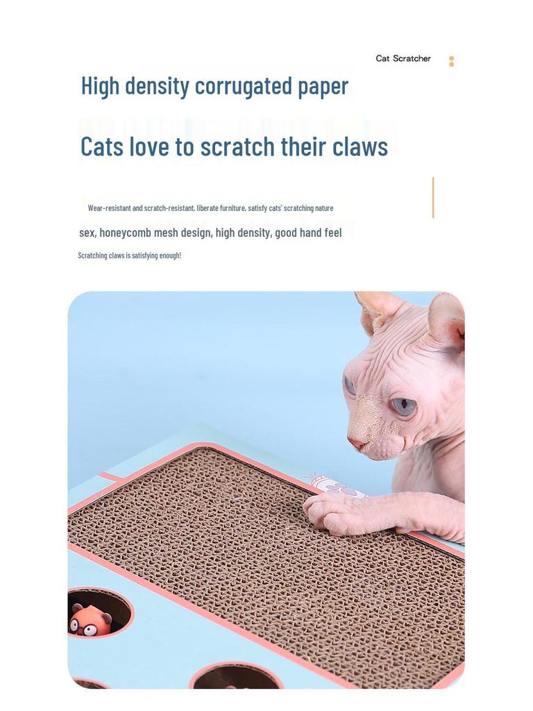 Five-Hole Cat Scratcher & Teaser with Corrugated Paper for Claw Grinding