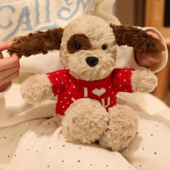 Adoptable Stuffed Dog Plush with Sweater Realistic Teddy Doll Toy with Removable Clothes 30cm Huggable Gifts for Kids