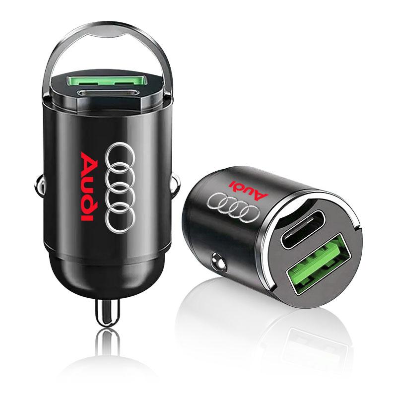 Mini Car Charger 12-24V Lighter Fast Charging Car USB Type C Charger For Audi TT Q3 Q5 Q7 Q8 B5 B6 B7 B8 B9 Q7 8P 8V 8L A3 A4 A5 A6 A7 A8 8L R8