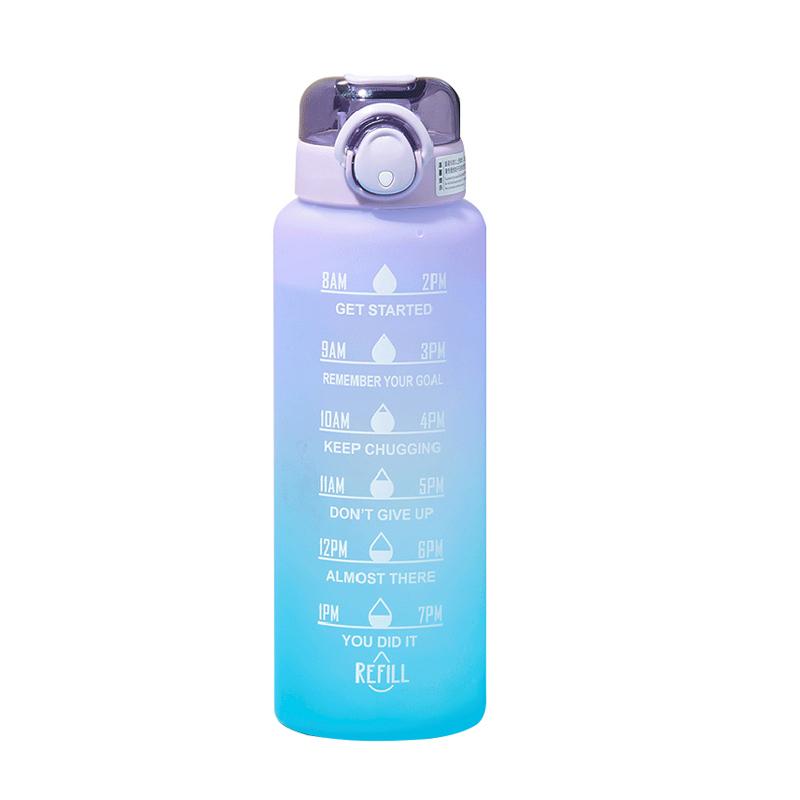 1 Liter Motivations-Wasserflasche mit Strohhalm-Mundstück Mit Zeitmarkierung Auslaufsichere Sport-Wasserflasche Für Fitnessstudio Camping Tour