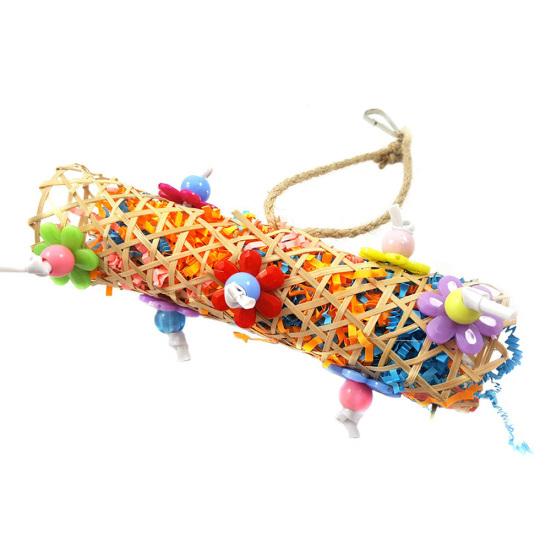3 Peças Animal de Estimação Pássaro Papagaio Sino Bola de Rattan Pendurado Escalada Gaiola Mordida Mastigação Molar Brinquedo