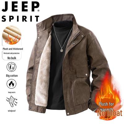 JEEP SPIRIT Men's Fleece-Lined Stand-Collar Jacket