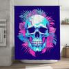 Artistic Skull Shower Curtain Neon Blue Pink Decor For Bathroom, Easy Hanging Shower Panels Modern Home Accents Decoration