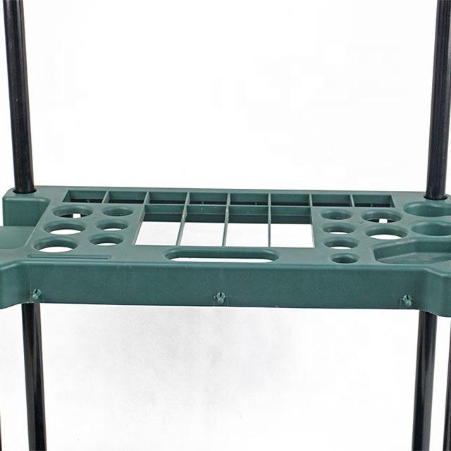 2 - Tier Square Garden Tool Rack , Heavy Duty Plastic and Steel Outdoor Organizer for Garage and Balcony