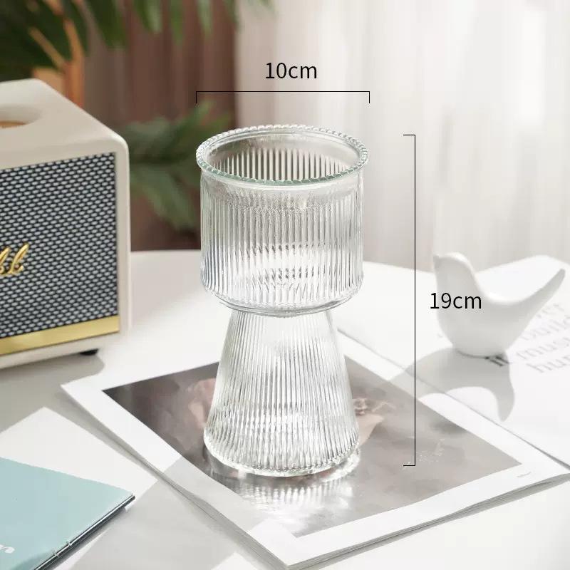 Nordic Cone-Shaped Transparent Glass Vase for Lucky Bamboo and Flowers