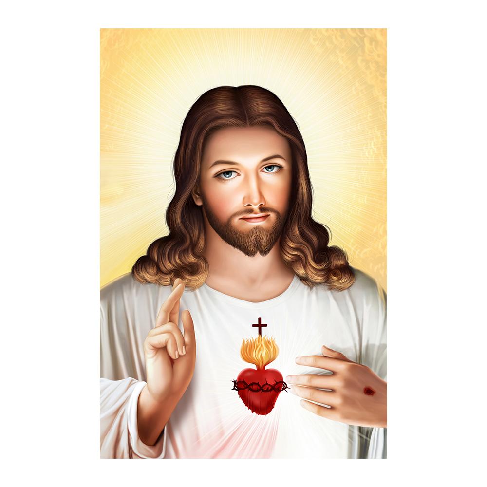 

Настенное искусство «Святое Сердце Иисуса», холст, живопись, настенный постер, cuadros decor, фон, украшение стены 50x70cm красный