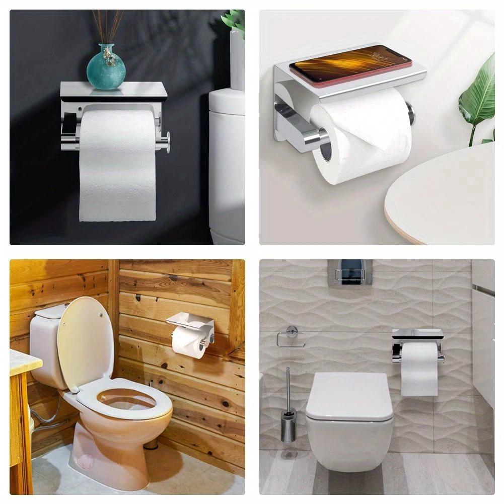 1PCS Stainless Steel toilet paper towel rack for household and public use, phone storage rack, bathroom roll paper box