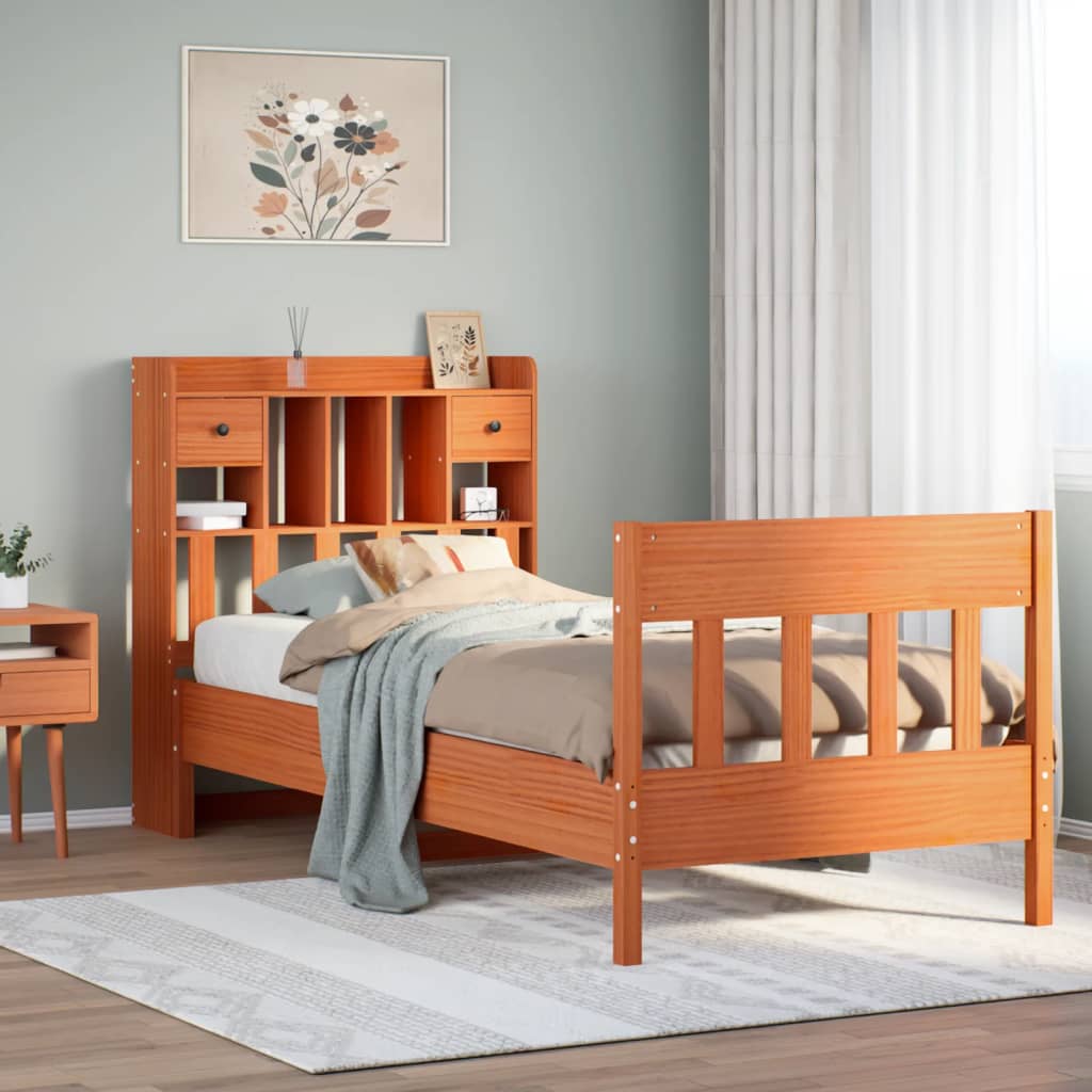 Solid Wood Bed without Mattress Wax Brown 75x190 cm Pine Wood