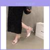 Satin High Heel Sandals For Women Summer Dress Footwear With Square Toe And Ankle Strap