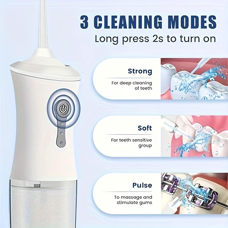 Nigf USB Rechargeable Water Flosser Portable Dental Irrigator 120Psi Waterproof Teeth Cleaner with Large Water Tank