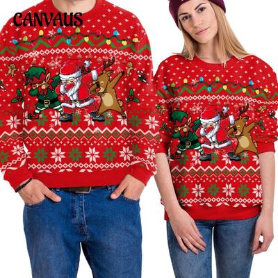 Autumn Christmas Women's Plus Size Digital Print Christmas Crew Neck Sweatshirt Top