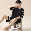 1011 new pajamas men's summer thin short-sleeved shorts large-size loungewear can be worn outside pure cotton summer suit