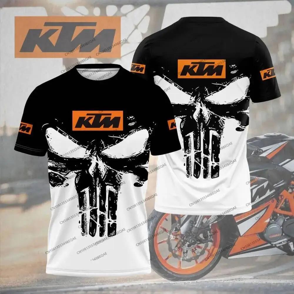 KTM Men s Summer Motorcycle T-Shirt 3D Printing Breathable Quick-Drying Casual T-Shirt XXS