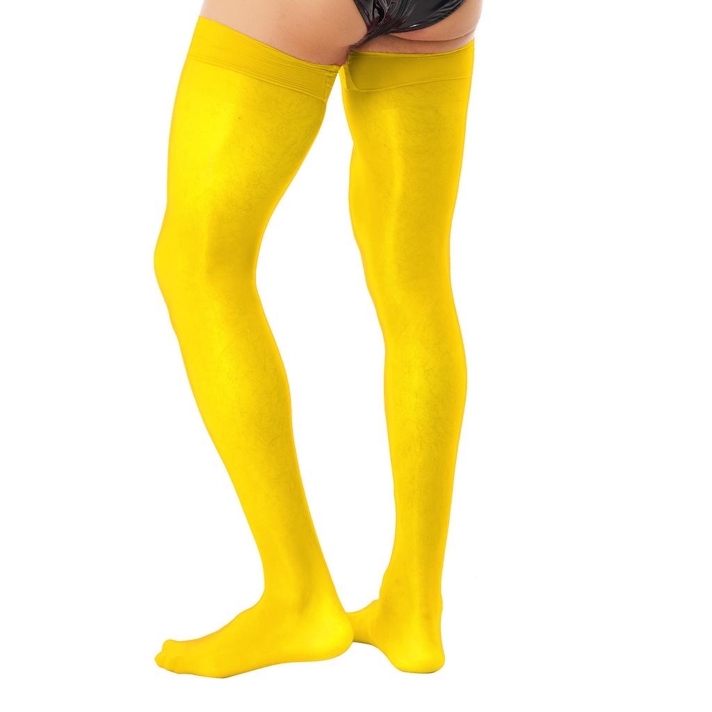 Mens High Shine Thigh High Stockings Stretchy Sheer Design for Cosplay Costumes