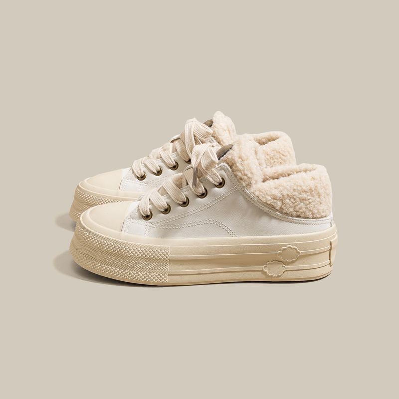 Winter niche warm design two wear board shoes women fleece leisure sports two cotton shoes women