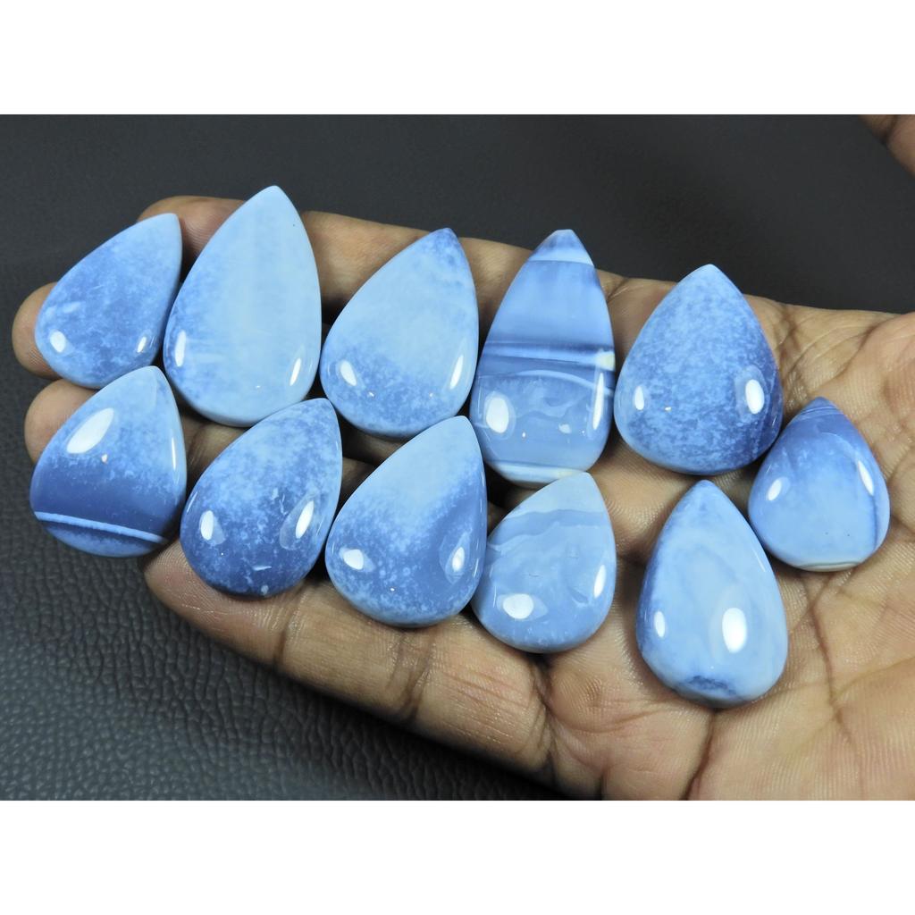305Cts. Natural Owyhee Blue Opal Pear Cabochon Loose Gemstone 11 Pcs Lot C-3555