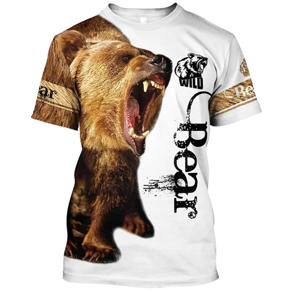Outdoor Hunting 3D Printed T Shirt For Men Animal  Bear Graphic T-Shirt Casual Streetwear Ropa Hombre Oversized O-Neck Tee Tops