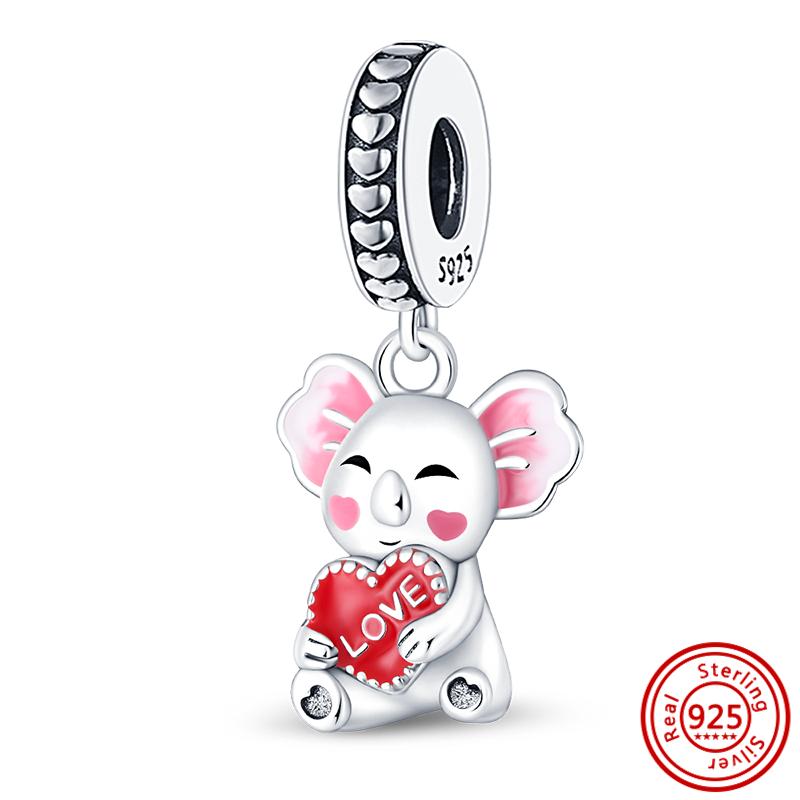 S925 Sterling Silver Mom Rose Print Pave Paw Sun Moon Vulture Butterfly Dangle Bead Fit Original  Bracelet Jewelry Making