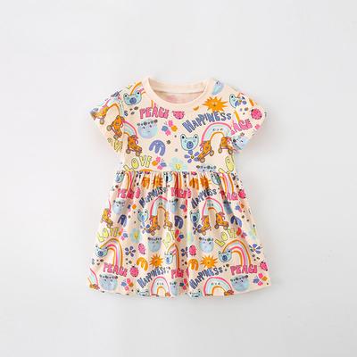 Mädchen kleid Sommer neue kinder casual gedruckt kurzarm rundhals kinder prinzessin kleid