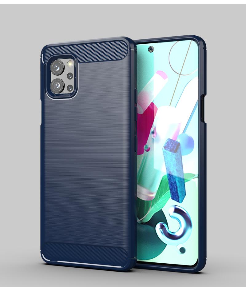 For LG Q92 5G Case Rubber Bumper Anti-knock Silicone Carbon Fiber Cover For LG Q92 Q51 Q61 K40S Phone Case For LG Q92 5G Case