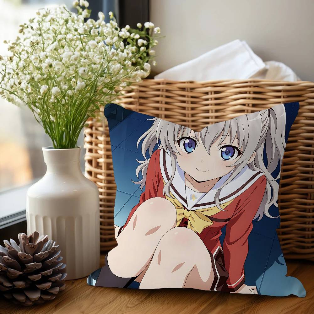 Charlotte Tomori Nao Anime Cushion Cover Inches Farmhouse Decor Home Throw Pillow Covers For Couch Decorations