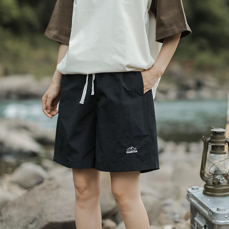 

Летние брюки для спорта на открытом воздухе Мужские Уличный стиль Повседневные Базовые Свободные Студенческие Прямые Быстросохнущие Брюки Пятиточки S чёрный