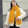 White Cashmere Scarf: Thickened, Solid Color, Versatile for Women & Men, Perfect for Autumn & Winter