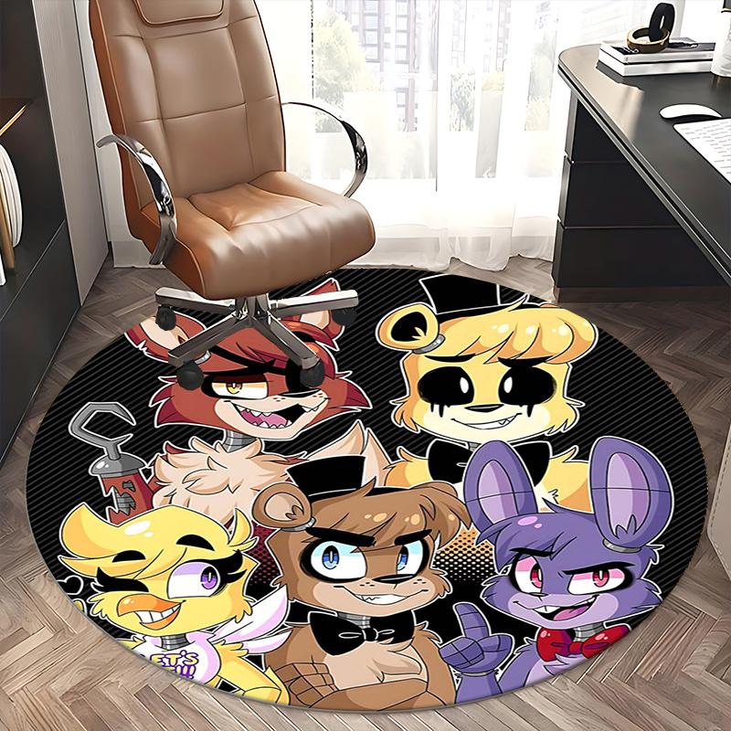 Five Nights at Freddy's,FNAF Tappetino Sedia Tappeto Rotondo Tappeto Ufficio, Lavabile in Lavatrice, Antiscivolo, Adatto per Soggiorni, Camere da Letto